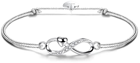 F.ZENI Damen Armband 925 Sterling Silber Unendlichkeit Armband Funkeln Kubisches Zirkonia Liebe für Immer Armbänder für Frauen Mädchen Schmuck Geschenk mit Geschenkbox