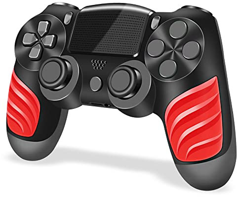 ZLMAY Controlador, Mando Inalámbrico para 4/Pro/Slim, Mando Inalámbrico con Doble Vibración y Seis Ejes, Controlador con Cargador y Empuñadura para el Pulgar
