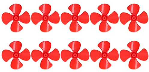 10 Stücke Propeller 4 Blätter Starker Wind Modellbau Luftschrauben Langlebige Materialien Leichte Windkraftanlage Generator 40mm DIY Spielzeugauto Propeller(rot)