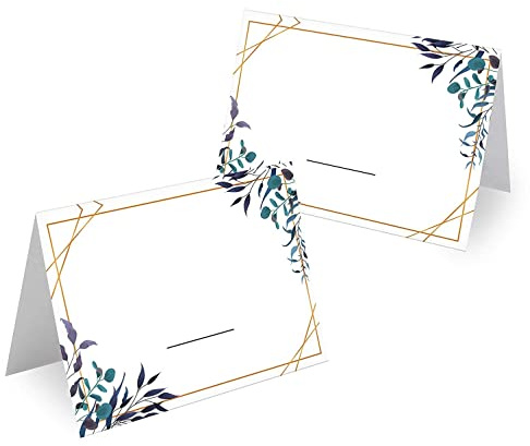 Tischkarten Blanko Hochzeit Geburtstag DIN A7 - Design Platzkarten zum Beschriften in vielen verschiedenen Designs (50x Stück, Blätter)
