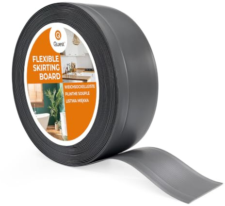 Quest Plinthe Souple - 70 mm x 20 mm - Plinthe en PVC de finition, Baguette de finition - Pour murs, sols – PVC, flexible, imperméable, décorative (Gris oscuro, 5m)