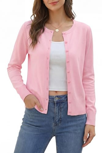 VOTEPRETTY Veste en Tricot léger Femme Cardigan Manches Longues Automne Solid Top