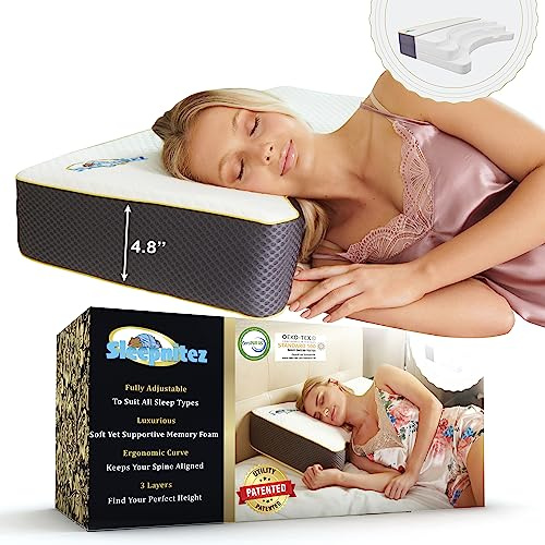 Sleepnitez Back and Side Sleeper Pillow for Neck and Shoulder Pain Cervical Neck Pillow with 3 Layers of Memory Foam Side Sleeping Pillow with Washable Tencel Cover