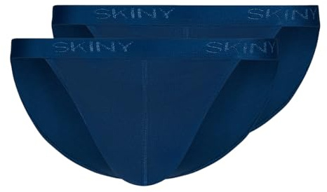 Skiny Tanga Cotton Rib String, Opaque, Bleu Marine (080693), XXL (Lot de 2) Hommes