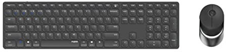 Rapoo 9850M kabelloses Tastatur-Maus Set Wireless Deskset 1600 DPI Sensor wiederaufladbarer Akku flaches Aluminium Design DE-Layout QWERTZ PC & Mac - dunkelgrau