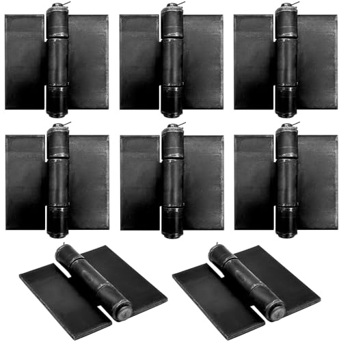 Lot de 8 charnières robustes – Charnières à souder – Charnières en acier massif en fer – Charnières papillon en métal de 5 mm d'épaisseur pour portails et portes