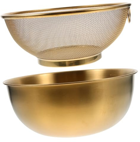 TOPBATHY Panier Égouttoir à Riz en Acier Inoxydable, Passoire Cuisine 2 Pièces, 22cm, pour Lavage Quotidien et Camping