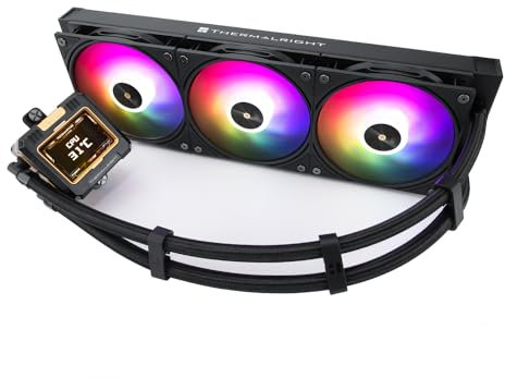 Thermalright FW 360 Black ARGB AIO CPU Liquid Cooler,IPS LCD Screen with 320 * 240 Resolution,for AM5/Intel LGA1700/1851,‘2.4 inch’Magnet-Absorbent LCD Screen for Images -Black