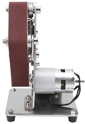 Lijadora de Banda Eléctrica, Amoladora, Rodamientos Dobles, Mini Lijadora de Banda Eléctrica, ángulo de Ajuste de la Mesa de Trabajo de 9000r/min de 0-65 Grados 12-24V (siete