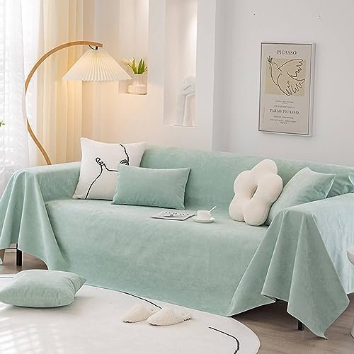 Bishilin Couchbezug Nordisch 180x380CM, Sofa Überzug 4 Sitzer Ecksofa Hellgrün Sofaüberwurf rutschfest Sofabezug Universal