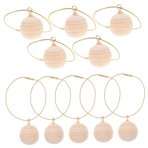 Cabilock Unbehandelte Weihnachtskugeln Aus Holz Ornamente Kreative Dekorationen für Den Weihnachtsbaum Tischdekoration.