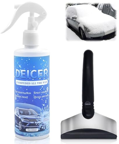 Dégivrant pare Brise,Degivrant Vitre Voiture,Spray Degivrage pare Brise,Spray dégivrage Rapide,Avec Grattoir,Enlevez Rapidement la Glace et la Neige des Vitres et des Pare-Brise des Voitures -250ML
