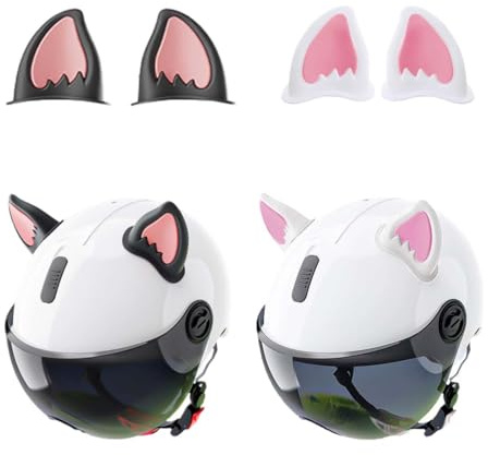 4 Stück Motorradhelm Dekorative Ohren, Katzenohren Motorradhelm Dekorative, Motorradhelm Dekorative, Motorrad Helm Katzenohren Eckdekoration, Motorradhelm Katze Ohren Aufkleber