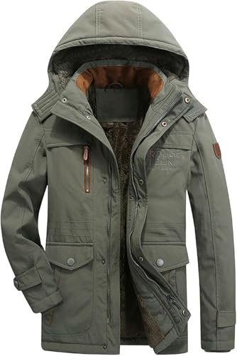 Winterjacke Warm Herren Steppjacke Männer Casual Lederjacke Vintage Wildlederjacke Gefüttert Wintermantel Winter Jeansjacke mit Taschen Reißverschluss Kunstlederjacke Fleecejacke Outdoor Jacke Mens