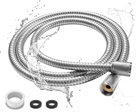 Digiroot Duschschlauch, 1,8 m Edelstahl Brauseschlauch mit Knickfest & Verdrehschutz, Flexibel Shower Hose mit Universal G1/2 Anschluss, Dichtungen (Silber)