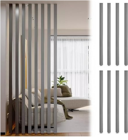 Divisorio per la Privacy, 8 Pezzi, divisorio per stanze, Pali in doghe di Legno, griglia Decorativa per Colonna per Schermo per la Privacy di bagni/balconi/Scale/ingressi, Altezza Regolabile