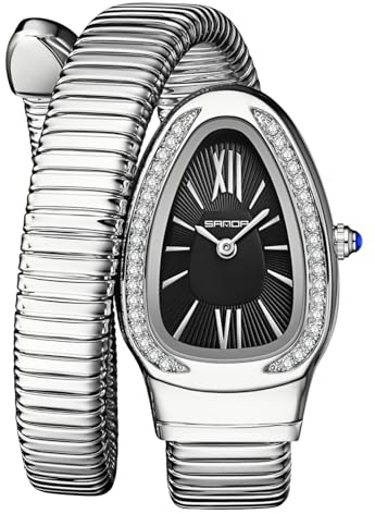 Gosasa Orologio da donna con bracciale a serpente, elegante orologio da polso con cinturino avvolgente flessibile, orologio al quarzo in stile gioielli alla moda, orologio a manopola regolabile per
