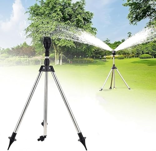 Rasensprenger,Rotating Tripod Sprinkler, Edelstahl Rotary Bewässerung Stativ Teleskop Unterstützung Sprinkler, für Hof, Garten, Rasen
