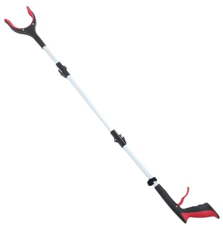 UKCOCO Pinza Larga Plegable para Recogida de Basura 3 Pliegues Mango Extensible Rojo Herramienta Ergonómica para Alcancé Alto Uso Interior y Exterior Ayuda Personas Mayores