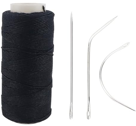 LNQ LUNIQI Kit de horquillas y hilo para tejer (1 hilo + 3 agujas) – Horquillas y hilo de extensión de pelo para hacer pelucas y coser el pelo – Ideal para extensiones de cabello y proyectos de