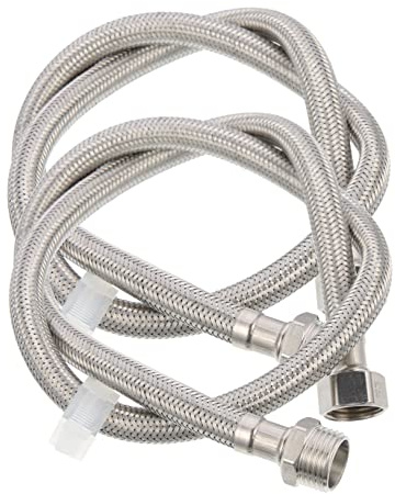 NOLITOY 2pcs Stainless Steel Braided Washer Hose Extension Flexible Epdm Rubber Washing Machine Water Inlet Pipe Leakage Connector for Use