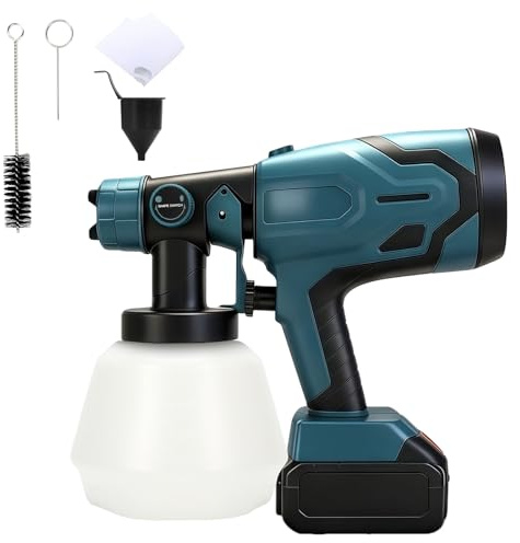 Roadtime Sistema di spruzzatura a batteria per batterie Makita da 18 V (senza batteria), 1000 ml, pistola a spruzzo HVLP con 4 ugelli, pistola a spruzzo senza fili per pareti, armadi, soffitti, mobili