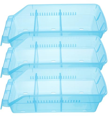 Veemoon Organizador de Pastilleros Apilable de Plástico Transparente 30x13,5 Cm con 2 Divisores, Bandeja Organizadora de Medicamentos para Farmacia y Uso Doméstico, Contenedor