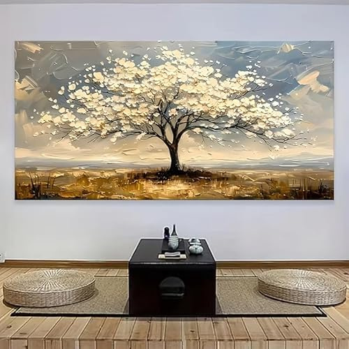 XIANGPEIFBH Stampa artistica su tela extra large con albero della vita - Moderna decorazione da parete astratta, per soggiorno e camera da letto 60x130cm(24x52inch) Cornice interna