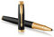 PARKER 1931660 IM Premium Penna Roller, Punta Fine e Ricarica di Inchiostro Nero, Black Golden Trim