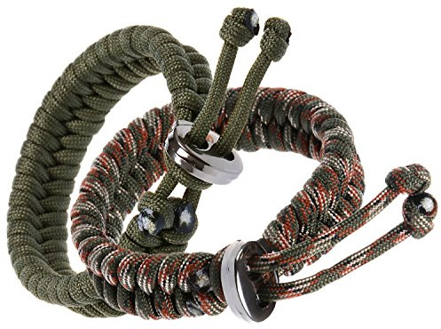 The Friendly Swede 2 Pièces Bracelet de Survie Fishtail (Verde Militar + Verde Militare Camuflaje)