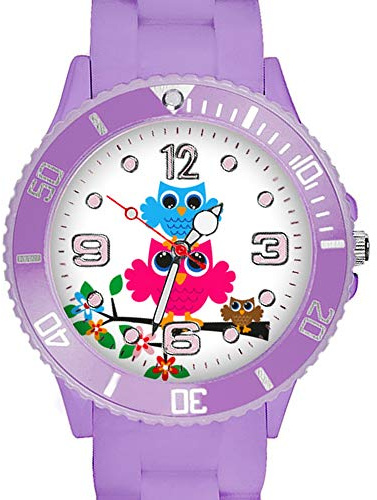 Taffstyle Kinder Armbanduhr – Analoge Quarzuhr mit Silikonarmband & Kunststoffgehäuse – Eulen-Motiv – wählbar in 34 mm oder 39 mm – leichte Sportuhr für Mädchen & Jungen