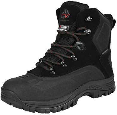 NORTIV 8 Botas de Hombre Trekking de Nieve Invierno Zapatos de Senderismo con Cordones Impermeables Acolchados Pesados 180411,Size 39.5,Negro,180411