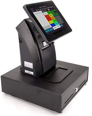 10 All-in-ONE Kassensystem für GASTRONOMIE (Restaurant, Imbiss, Bar, Cafe): Touschscreen, Bondrucker, Kundenanzeige, Kassenlade. DSFinV-K, TSE-Konform