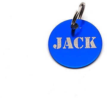 Hundemarke rund mit Gravur auf beiden Seiten - personalisiert | inklusiv Schlüsselring | Anhänger, ID Tag, Adressschild, Adressmarke, Adressanhänger für Hundehalsband | viele Farben | Blau