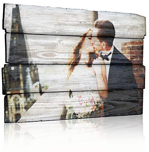 MEGADECOR Bild gedruckt auf PVC Effekt Holzbretter 62 x 40 cm mit personalisiertem Foto