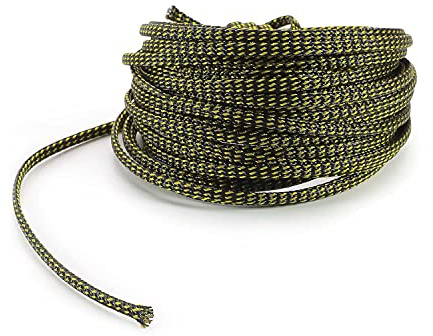 Othmro 1 câble de protection extensible en PET de 1000 cm10 m de long, câble de 0,4 cm de large, gaine non fendue, manchon flexible en maille métallique noir doré pour câble USB, câble