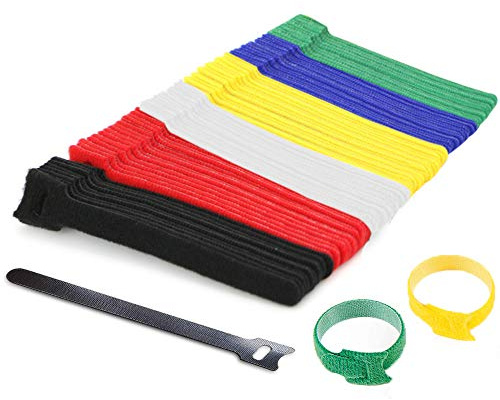 YIXISI 120 Pcs Reutilizables Ataduras Cables, Gancho y Bucle Correas, Cable Correas Set, Organizador de Cables para Cables en Hogar, Oficina y Coche