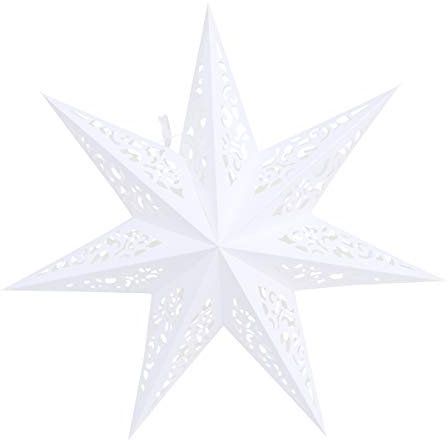 Garneck 45cm Weihnachtsstern Papier Lampenschirm 3D Papierstern Laterne Star Lantern für Weihnachten Xmas Silvester Hochzeit Party Hängende Dekoration Ornament Fensterdeko Weiß