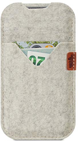 Pack & Smooch Filzhülle kompatibel mit iPhone Mini | 100% Merino Wollfilz | Ohne Zusatzhülle | Farbe Weiß | Shetland