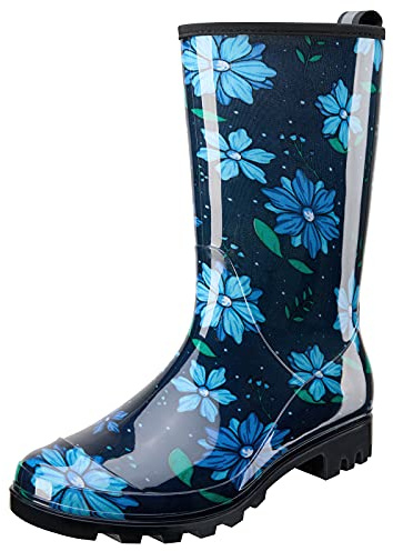 HISEA Women's Rain Boots Waterproof Rubber Rain Shoes for Ladies Mid Calf Garden Boots with Comfort Insole