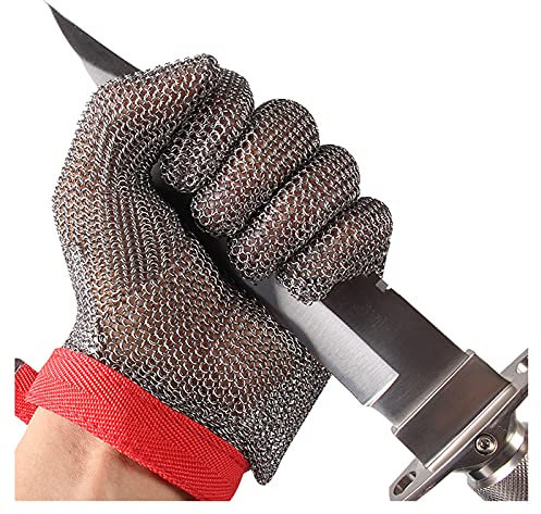 Gartenhandschuhe Schneideständige Küchenhandschuhe, 5-stufiger Geschnittener Schutz, Lebensmittel-Grad 304 Stahldraht-Sicherheitshandschuhe, 3 Größen (Color : 1 pcs, Size : Medium)
