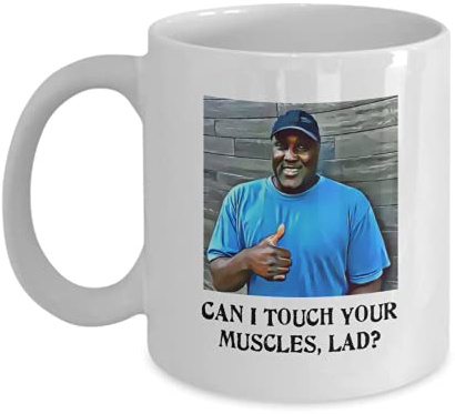 Quirky Printz Novelty Purple AKI - Can I Touch Your Muscles, Lad? Gift Slogan Mug SK459