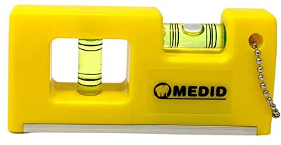 Medid 440 Taschen-Wasserwaage Mini-Wasserwaage (magnetisch, horizontale & vertikale Libelle, Kunststoffgehäuse) , 10 x 2 x 4,7 cm, Gelb