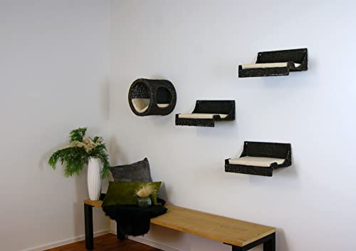Lycce Katzen-Kletterwand Rund Seegras 4er Set, Farbe:schwarz