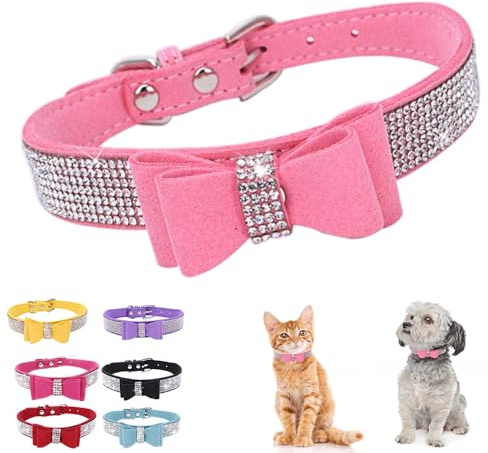 XS-Halsbänder für kleine Hunde, verstellbares Halsband mit Strasssteinen für Welpen, weibliche Katzen, Kätzchen