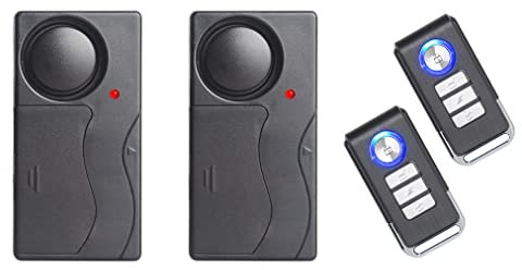 Lancoon 2 Packs Anti-Theft Vibration Alarm, 110dB Loud Sensitivity Adjustable Motion Sensor Burglar Safety System for Door Window Bike Motorcycle Motorhome