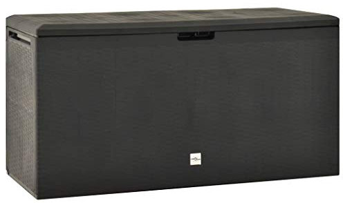 HOMIUSE Caja de jardín, color antracita, caja de almacenamiento, baúl de jardín, caja de cojín, caja de cojines para jardín, impermeable, caja de herramientas, con cerradura, 114 x 47 x 60 cm