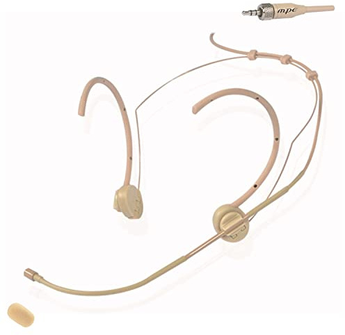 MPE – Micrófono de diadema para Sennheiser Jack 3,5 mm estéreo color carne piel rosa beige profesional con condensador omnidireccional repuesto para radiomicrófonos mod: HD20CS (carne/piel)