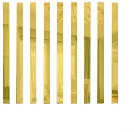 10 x Spiegel-Wandaufkleber, Acryl, lange Streifen, Spiegel-Wandaufkleber, Mosaik, reflektierender Effekt, Wandspiegel-Aufkleber für Heimdekoration, Gold