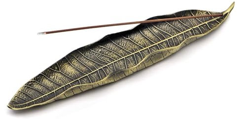 Quemador de Lncienso, 20,8 cm Porta Incienso de Aleación de Zinc, Hojas de Metal Quemador de Incienso, para el Hogar, Oficina, Yoga, Meditación (Bronce)